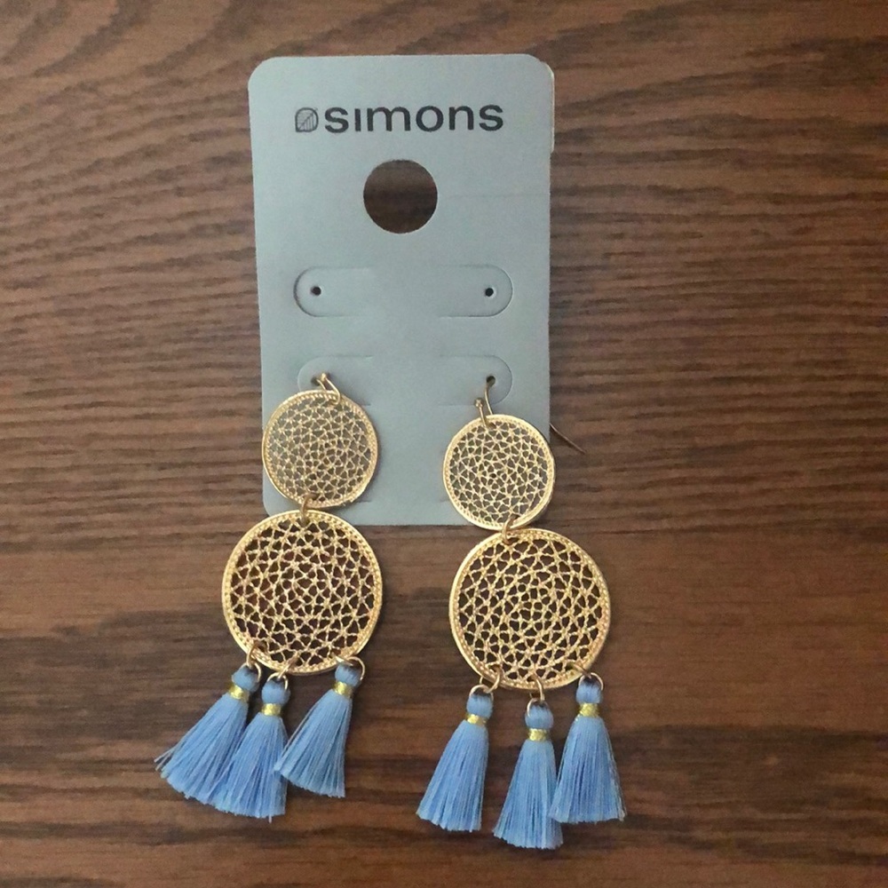 New Gold and blue tassel earrings 💙💛